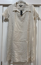 NWT Tash + Sophie Linen Blend Dress Natural Beige Sz M Made in USA T9088MT
