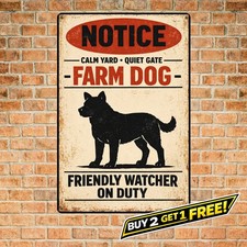 Beware Dog Vintage Metal Tin Sign Retro Home Safety Wall Art Plaque 8x12