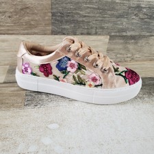 Betsey Johnson Jayla Womens Shoes Sz 7 M Blush Multi Floral Embroidery Sneakers