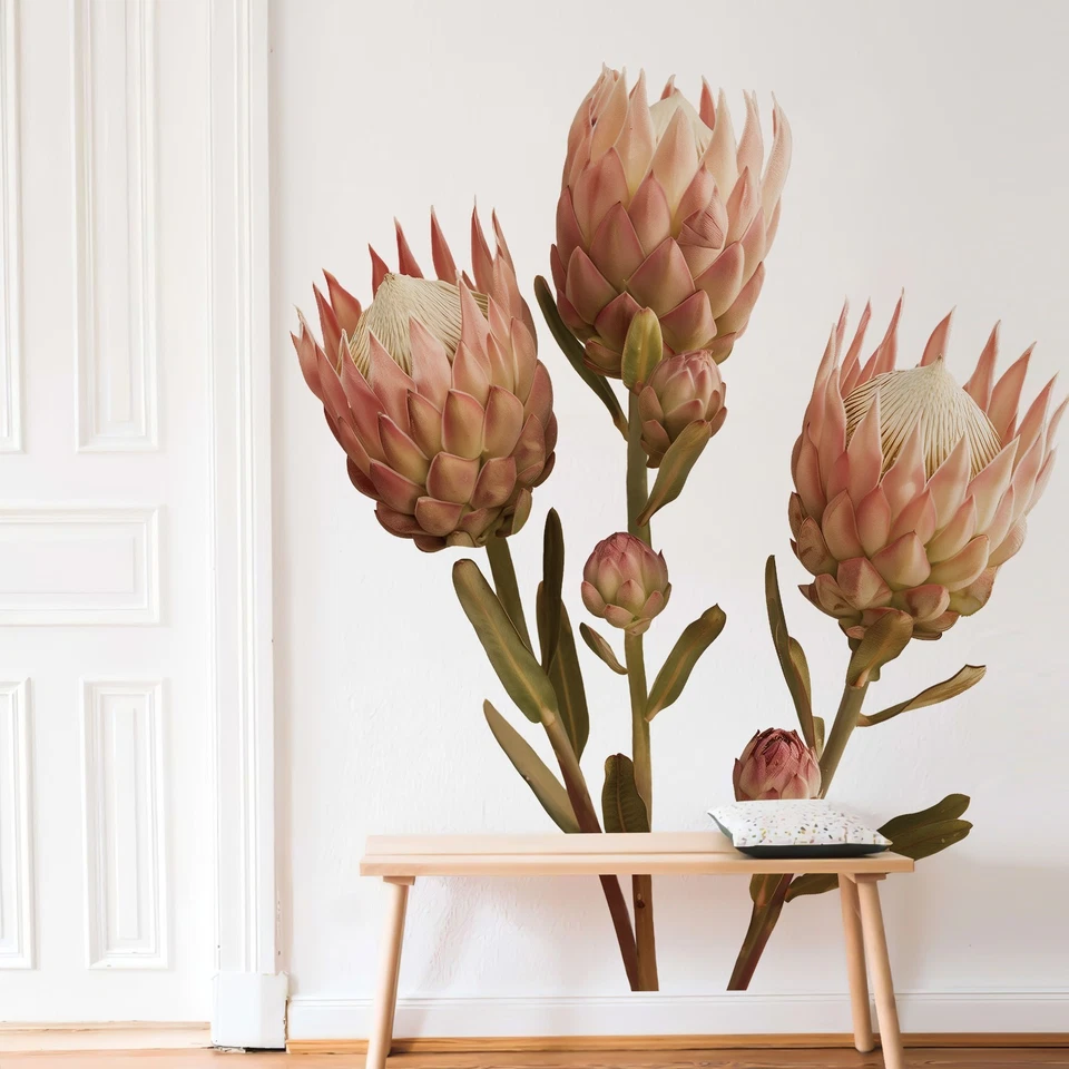 Large Pink Floral Wall Decals 59.1"x49.2" Peel and Stick Vintage 3D Boho Decor - Image 2 of 4