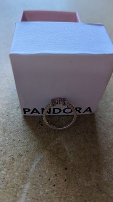 PANDORA 925 Ale Silver Pave Sparkling Pink Bow Ring 193510C01