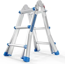 A Frame 3 Step Ladder Telescoping Ladder 13 ft Folding Ladder for Household Work
