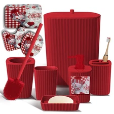 Bathroom Set - Christmas Bathroom Decor, Xmas Bathroom Accessories Set, 9PC B...