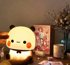 Kawaii Bear Panda LED Night Light Cute Cartoon Silicone Lamp USB Rechargeable