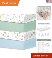 Ultra-Soft 4-Pack Crib Sheets - Snug Fit for Standard Mattresses - Ocean World