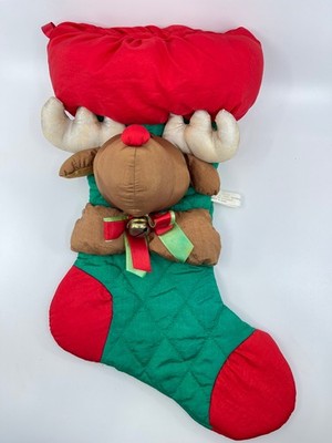 Vintage quilted Christmas Stocking Rudolph the Red-Nosed Reindeer Puffy 17''