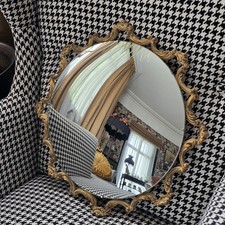 VINTAGE BAROQUE ROCOCO ATSONEA CONVEX WALL MIRROR ORNATE GOLD GILT FRAME
