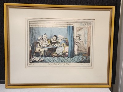 Antique Hand Colored Etching GEORGE CRUIKSHANK-SLANDERING ELVES OLD WOMEN GOSSIP
