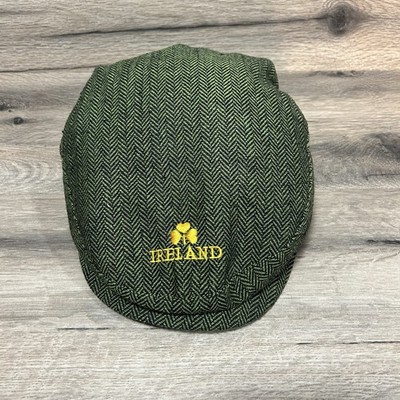 Mccabe Collection Irish Ireland Flat Herringbone Cap Green Clover Adjustable