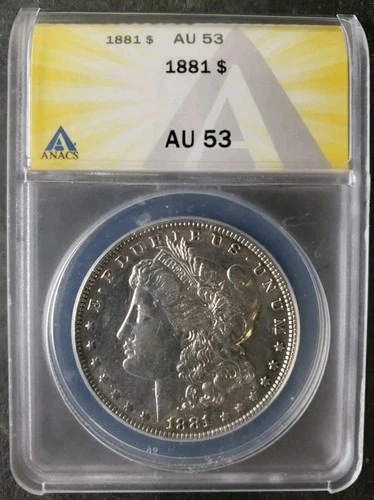 1881 $1 Morgan Silver Dollar ANACS AU53
