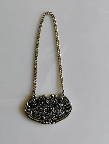 Vintage Bourbon And Gin Bottle Decanter Chain Label Tag