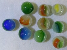 19794m Nice Group of 10 Mid Size Akro Agate Patch Marbles