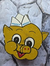 VINTAGE PIGGLY WIGGLY PORCELAIN SIGN GENERAL FOOD MARKET GROCERY STORE