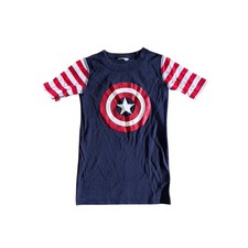 Hanna Andersson x Marvel Blue Red CAPTAIN AMERICA Short Sleeve Pajama Top 8