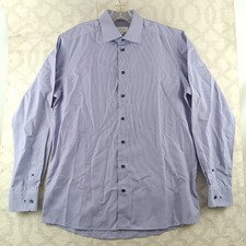 ETON Contemporary Dress Shirt Mens L Blue Gingham Check Long Sleeve Button