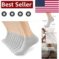 Cotton Blend Low Cut Ankle Socks - 10 Pairs, Grey, for Everyday Comfort