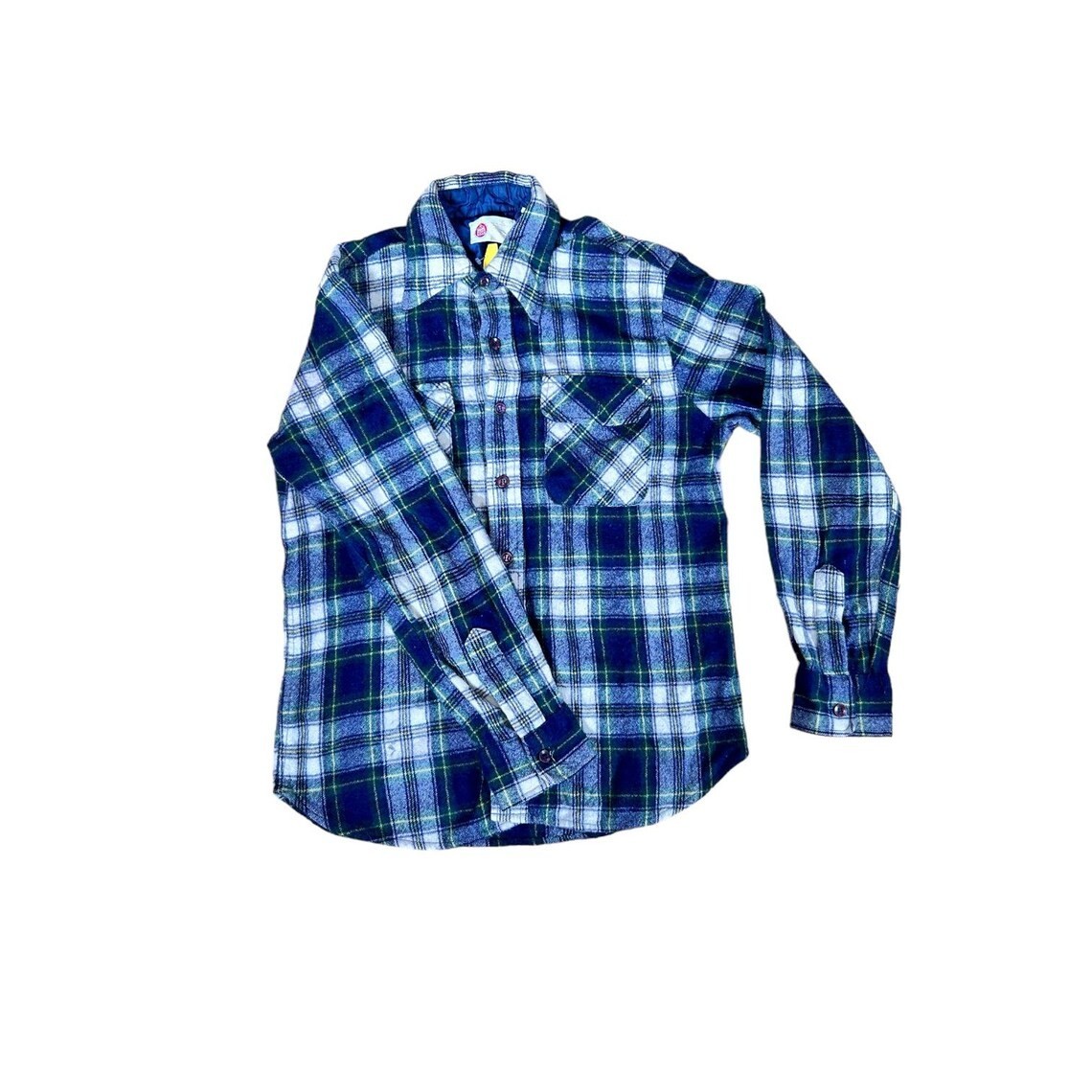 トップス 70S Sears Kings Road shadow plaid shirtL Vintage '60s Deadstock Sears Kings Road 100% Wool Plaid Flannel