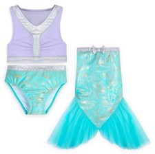 NWT Disney Store Ariel Swimsuit Skirt Deluxe 3 pc Little Mermaid Toddler Size 3