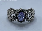 Vintage 925 Sterling Silver Tanzanite Filigree Scrollwork Solitaire Ring Sz 6