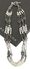 SILPADA Sterling Silver 5 Strand PEARL Fancy Flower Link Necklace N1214 RETIRED