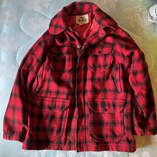 Vintage Woolrich Red Black Plaid Wool Jacket Style 523 Quilted Lining Read Desc