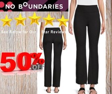 No Boundaries Women's XL 15-17 Juniors Ribbed Flare Lettuce Hem Pants Black