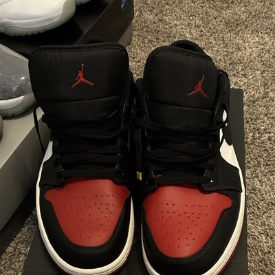 Jordan Air Jordan 1 Low Bred Toe 2.0 Black Red White Men s 12 553558-161