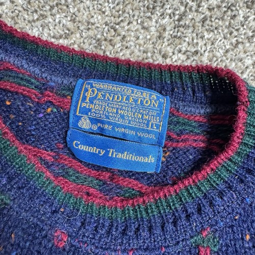 Pendleton Country Traditionals Sweater Men's Large 100% Wool Vintage USA Made - Picture 2 of 6