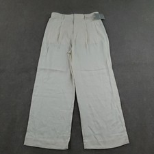 Everlane Pants Womens 12 Beige Canvas Linen Way Wide Leg High Rise Pleated