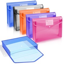 Vicloon A4 Plastic Wallets, 5pcs Popper Wallet Document horizontal-a 