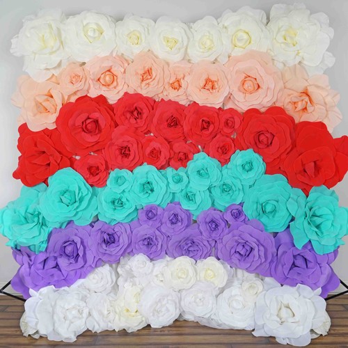 4 pcs 20" Red Artificial Large Roses Flowers Wall Backdrop Party Wedding - 第 2/4 張圖片