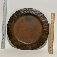 Jan Barboglio Rustic 14" Large Charger Heavy Hammered Metal Plate - Style A
