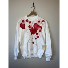 Vintage Heart Sweatshirt Hearts Custom Made White Graphic Crewneck 90s Medium