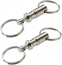 2 Pcs Heavy Duty Dual Key Ring Pull Apart Snap Lock Holder Detachable Key Rings