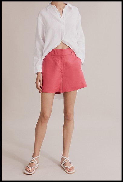 COUNTRY ROAD Organic French Linen Primrose Wide Leg Shorts Pockets Size 16