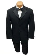 Men's Tallia Uomo Black Tuxedo Jacket with Pants Wedding Party Groom Prom Mason