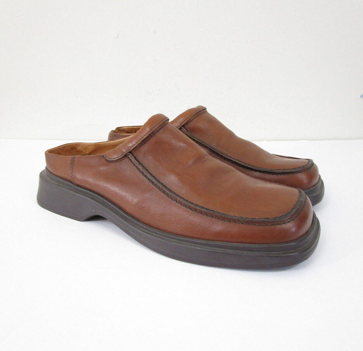 Clarks Mens Made In Italy Brown Leather Loafers Slip On  display picture 3