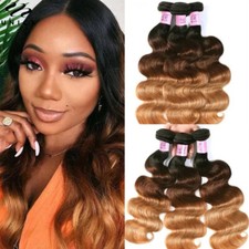 UNice Ombre Brown Body Wave 3 Bundles Human Hair Extensions Virgin Hair Weave US