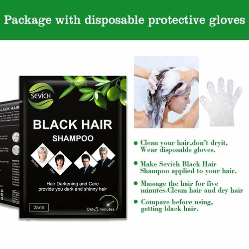 10 PCS Black Hair Shampoo Instant Hair Dye for Men Women Black Color 5 min dye - Picture 3 of 5