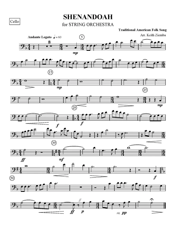 Shenandoah arr. for String Orchestra NEW 4 minutes arr. K. Ziemba - Image 3 of 4