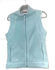 Columbia Fleece Vest Jacket Womens Small Blue Full Zip Hand Pockets