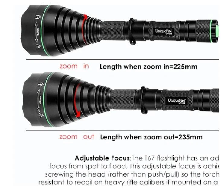 Linterna infrarroja con zoom Uniquefire 1508 IR 940NM 850NM visión nocturna LED - Imagen 3 de 4
