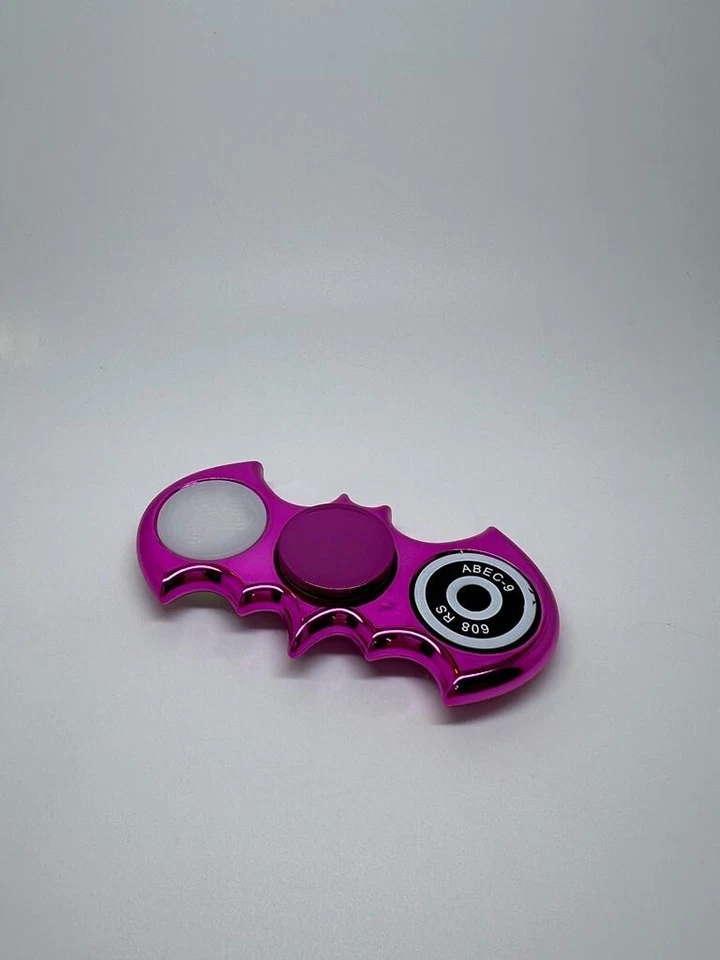 Nuevo Fidget Spinner Rosa Metálico Forma Batman con Luz Estrés Aliviar Ansiedad Foto 2 de 4