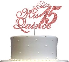 Mis 15 Quinceanera Glitter Cake Topper Mis 15 Cake Topper 15th Birthday