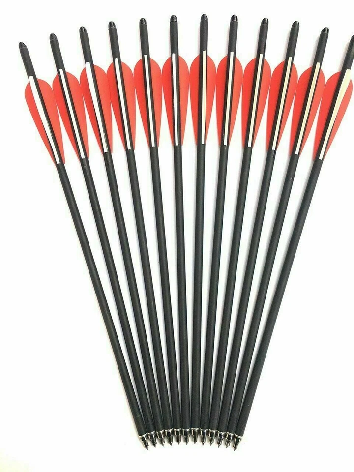 12 piezas 17"/20"/22" flechas de carbono pernos de ballesta/aljaba de flecha para tiro con arco caza Foto 4 de 4
