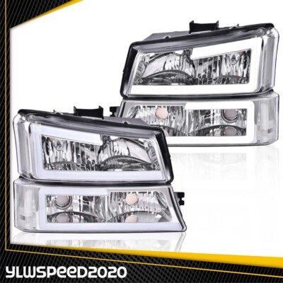 FIT FOR 2003-07 CHEVY SILVERADO 1500 LED DRL HEADLIGHT BUMPER LAMPS CHROME