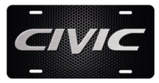 CIVIC Vanity Novelty Metal Aluminum License Plate Tag Silver Black