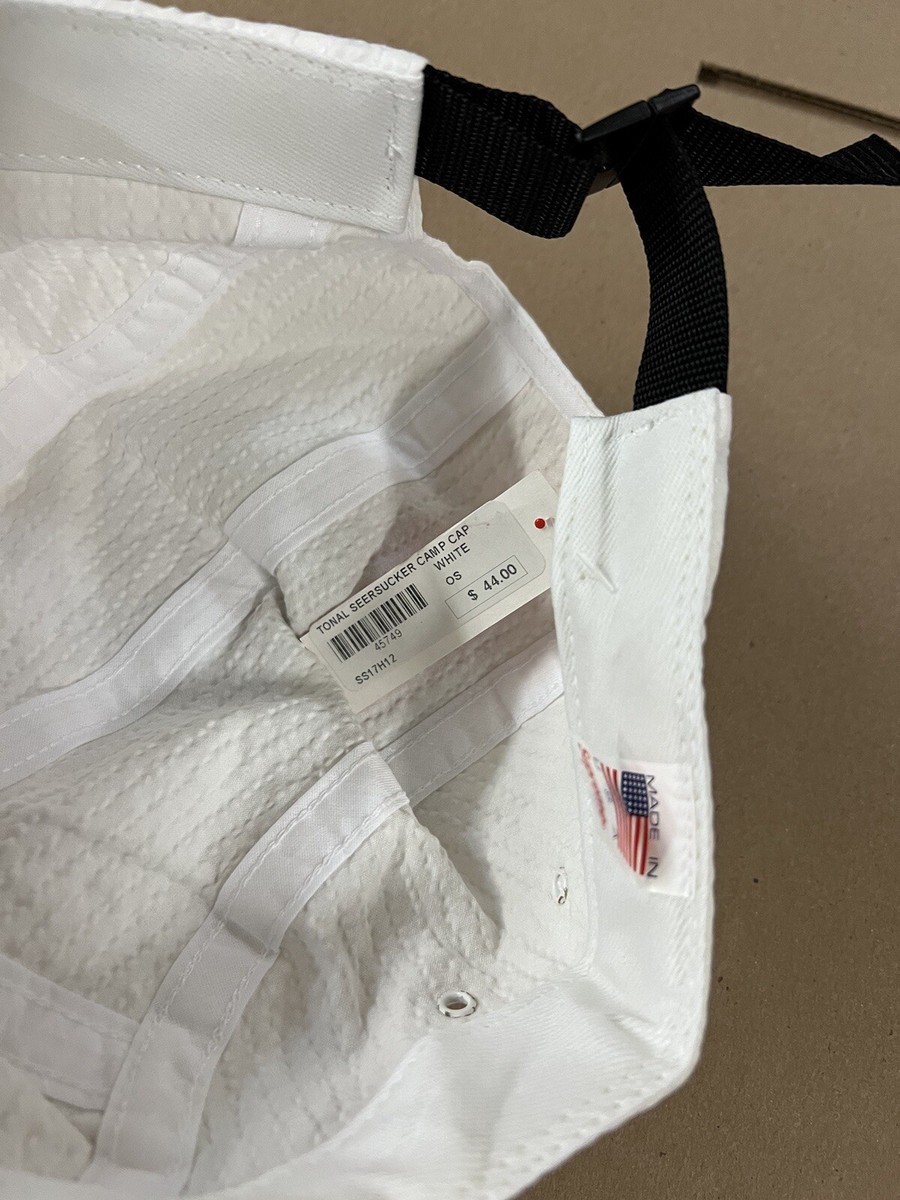 SS17 Supreme Seersucker White Red Box Logo 5 Panel Camp Cap Hat