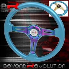 Type-R Steering Wheel Sky Blue Neo Chrome Center Streak 6 Bolt Hole 350mm