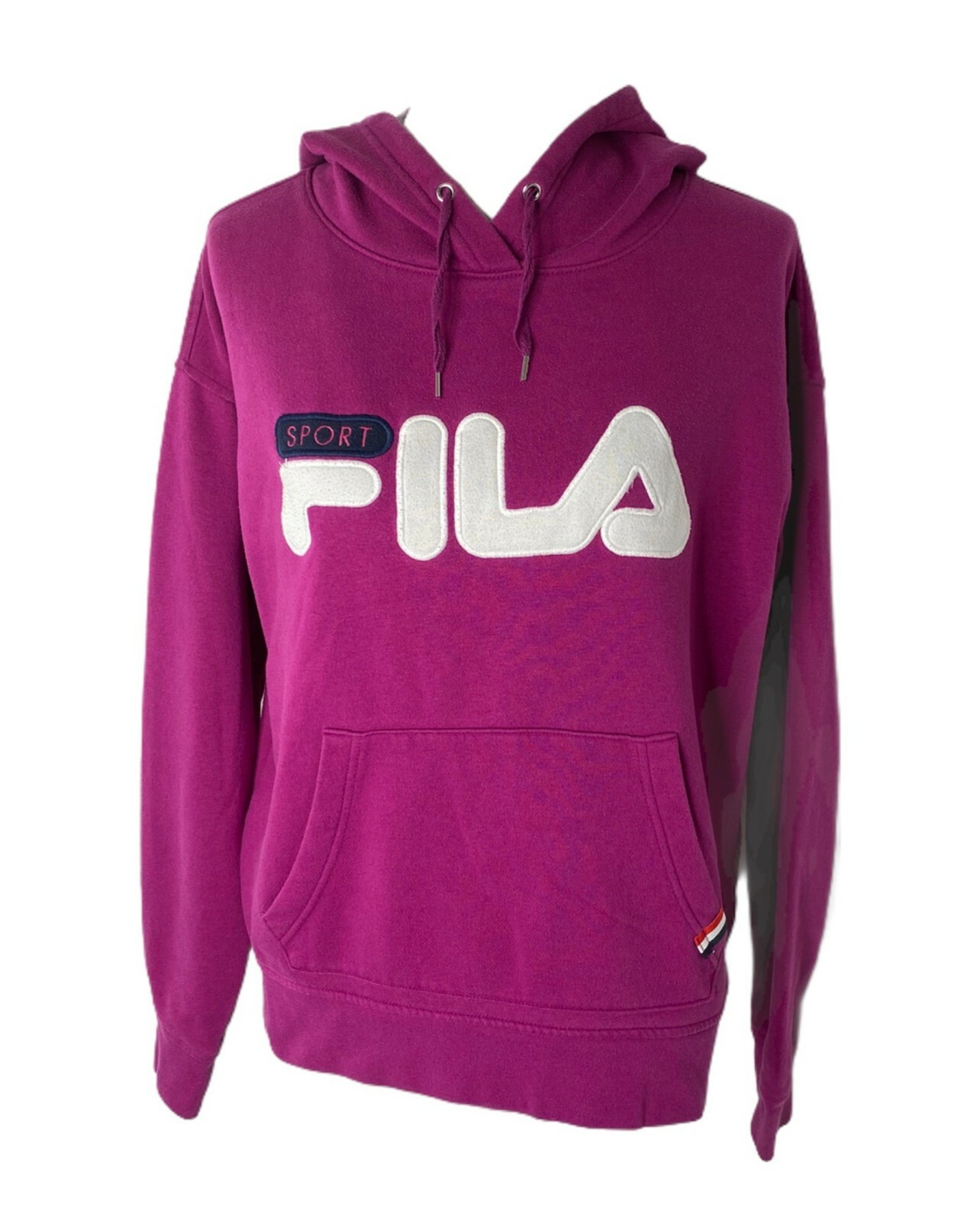 Felpa donna media con cappuccio Fila viola grande logo tasca sportiva